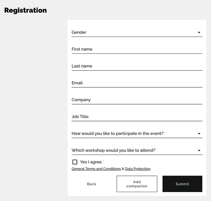 Add the registration form to your website1