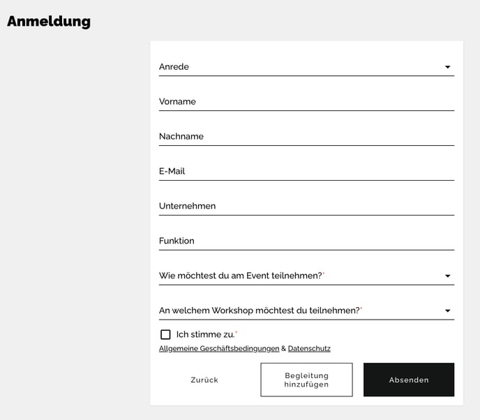 Füge das Anmeldeformular auf deiner Website ein1