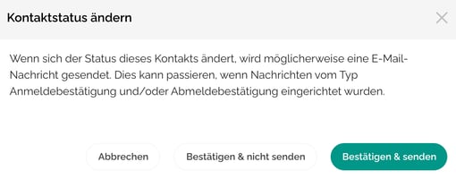 Kontaktdetails (persönliche Informationen, Teilnehmerantworten, Beziehungen, Logs, Anmeldestatus) einsehen und bearbeiten Noch niemand folgt 9