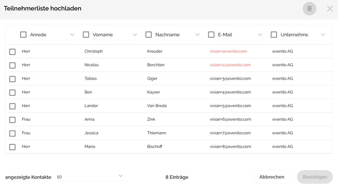 Kontakte hinzufügen durch den Import via Excel5