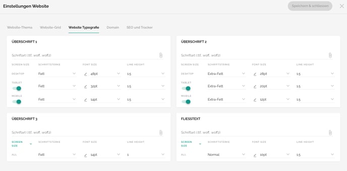 Schriften, Abstände und Design-Einstellungen deiner Website hinterlegen3