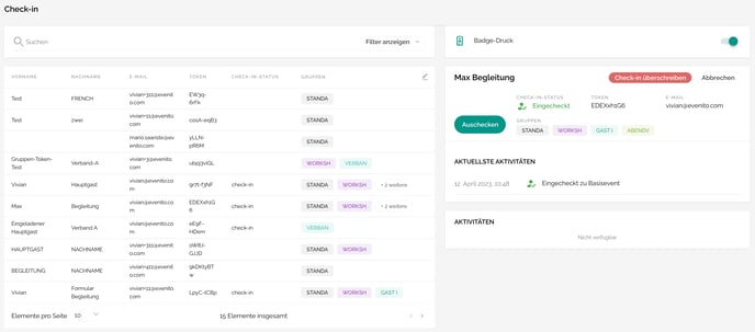 Teilnehmer über das evenito Back-Office einchecken10