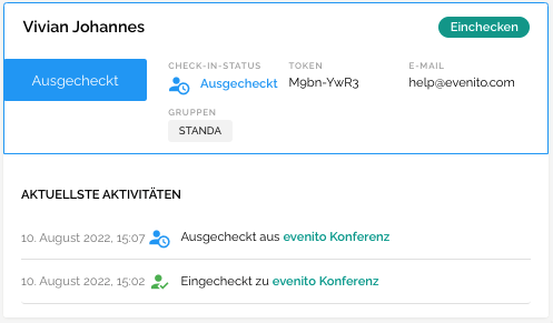 Teilnehmer über das evenito Back-Office einchecken7