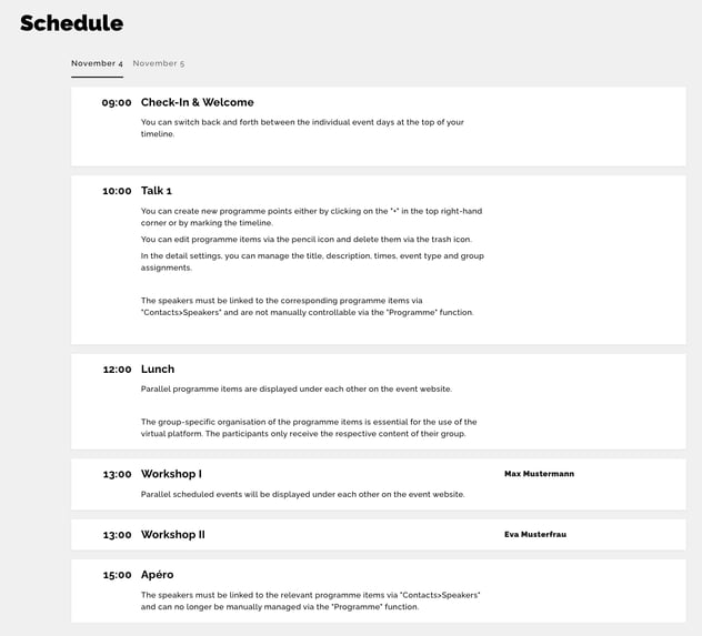 isplay the schedule on your website1